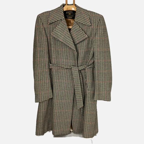 Vintage Crombie Sabelere Men’s Wool Houndstooth Coat Eaton’s Large - Picture 1 of 12